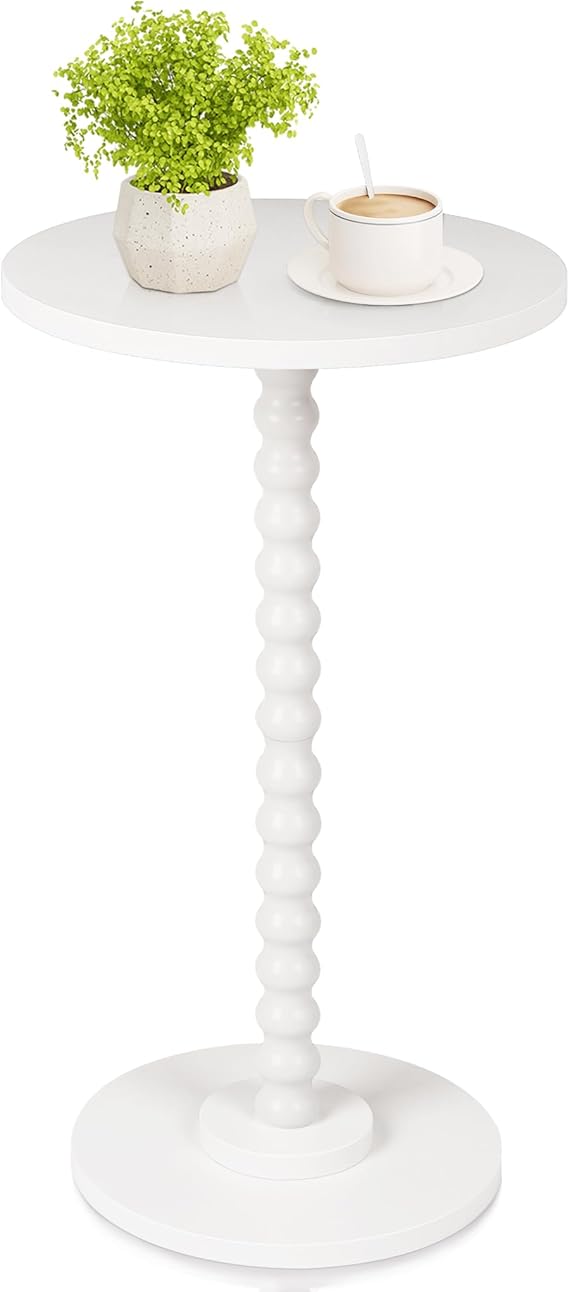 Round Side Table – Small End Table with Solid Wood Legs