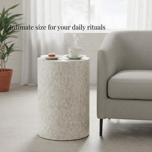 Mother of Pearl Cylinder Drum End Table