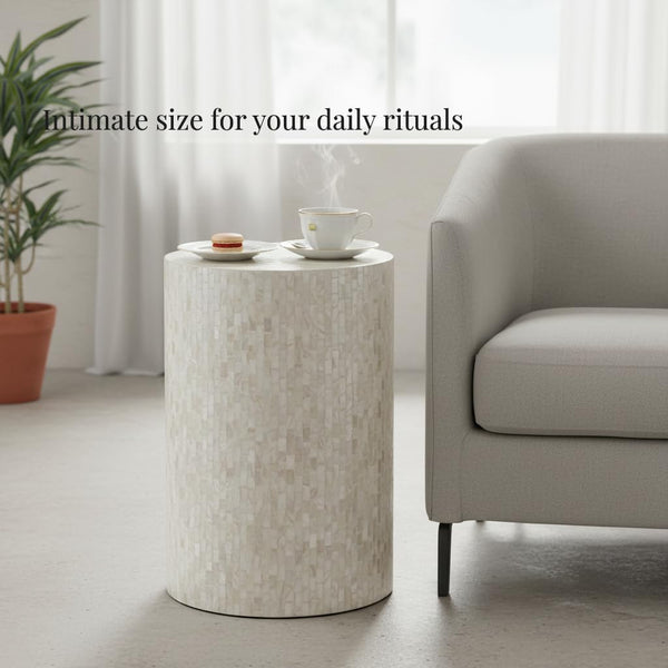 Mother of Pearl Cylinder Drum End Table