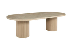 Extendable Oval Dining Table with Double Pedestal Base