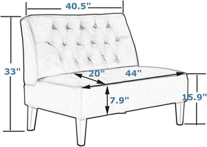 Button Tufted Loveseat Settee – Faux Leather Upholstered 2-Seat Sofa Bench