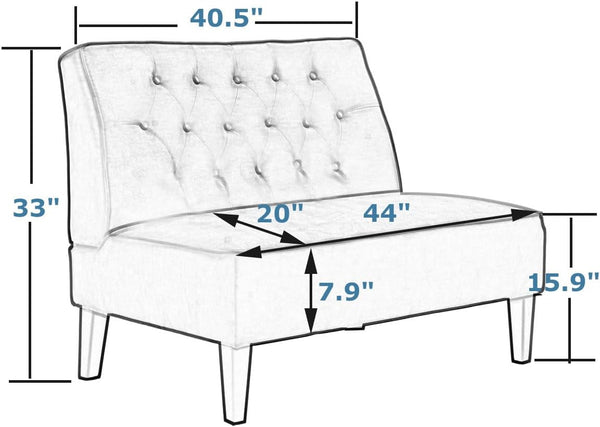 Button Tufted Loveseat Settee – Faux Leather Upholstered 2-Seat Sofa Bench