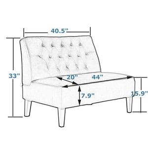 Button Tufted Loveseat Settee – 2-Seat Upholstered Sofa Bench