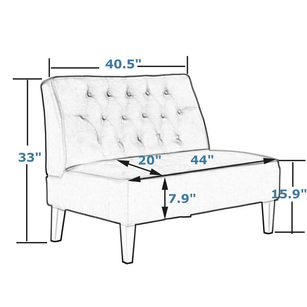 Button Tufted Loveseat Settee – Faux Leather Upholstered 2-Seat Sofa Bench
