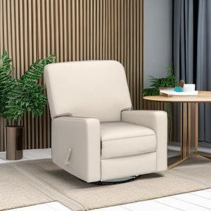 Swivel Glider Rocker Recliner Chair – High Back, Deep Seat, Linen Fabric