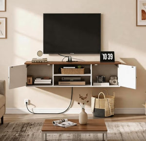 Farmhouse Floating TV Stand with Doors
