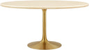 60" Oval Artificial Travertine Dining Table with Pedestal Base