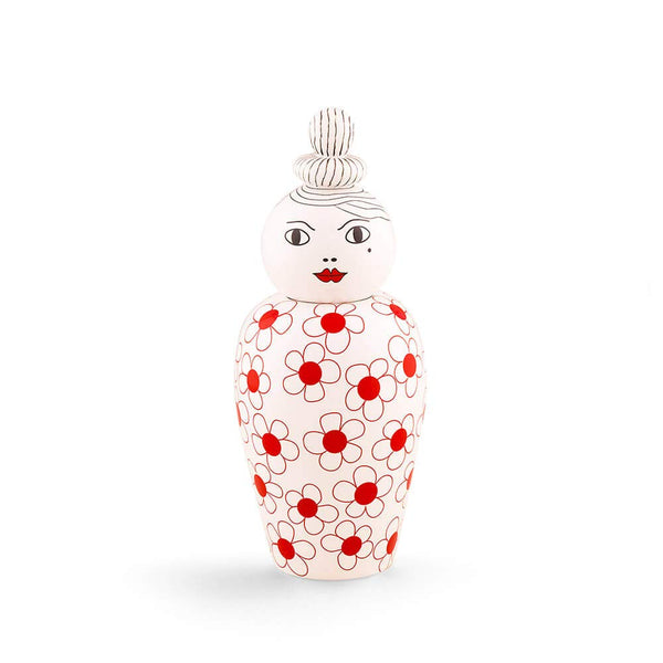 Porcelain Decorative Vase with Removable Lid - Red