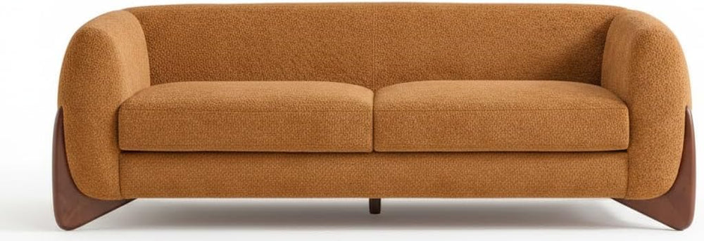 82" Boucle 3-Seater Sofa with Wood Legs