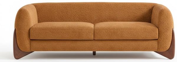 82" Boucle 3-Seater Sofa with Wood Legs