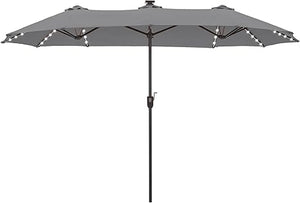 13 ft Double-Sided Patio Umbrella with 120 LED Solar Lights