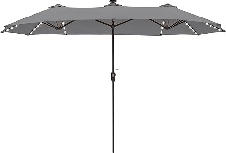 13 ft Double-Sided Patio Umbrella with 120 LED Solar Lights