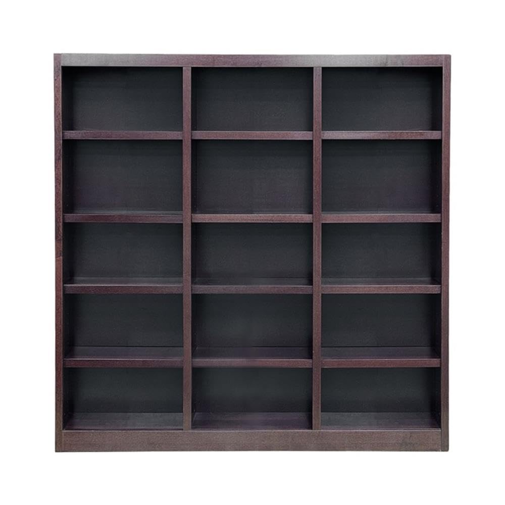 72" Triple Wide Wood Bookcase – 15 Shelves