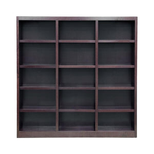 72" Triple Wide Wood Bookcase – 15 Shelves