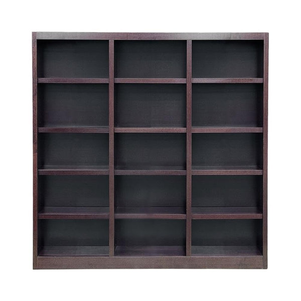72" Triple Wide Wood Bookcase – 15 Shelves