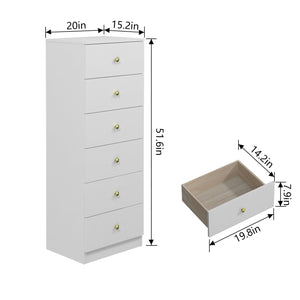 6-Drawer Vertical Dresser with Gold Handles