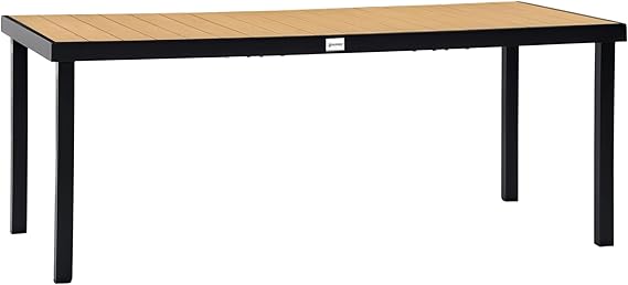 8-Person Rectangular Outdoor Dining Table – Aluminum Frame & Faux Wood Top