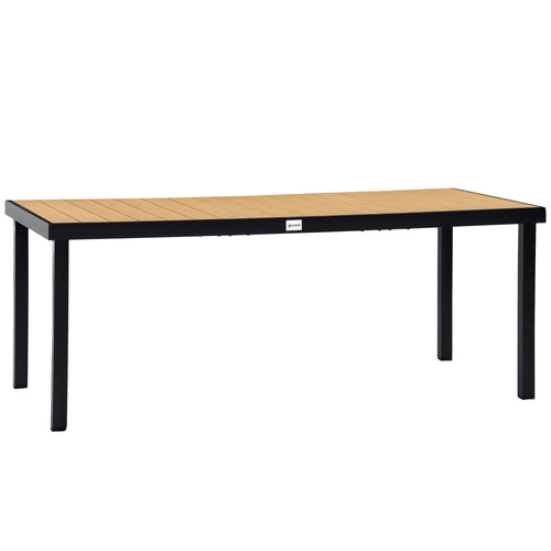 8-Person Rectangular Outdoor Dining Table – Aluminum Frame & Faux Wood Top