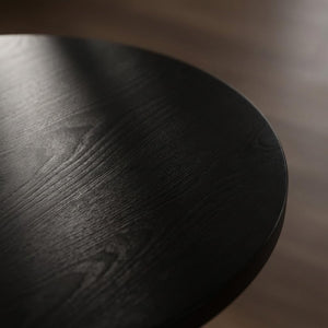 Round Solid Wood Black Side Table – 24" Tall Narrow Accent End Table