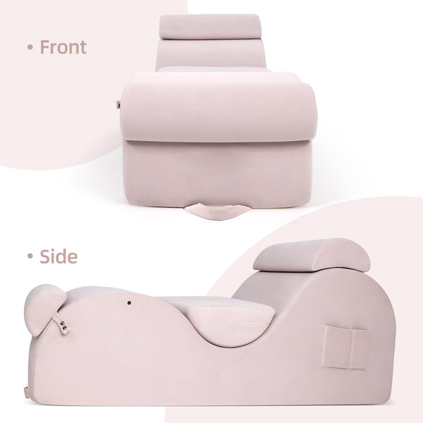 Yoga Chaise Lounge Chair with Headrest & Accessories – Pink Large