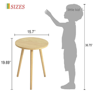 Round Wood Side Table – Small Accent End Table with 3 Legs