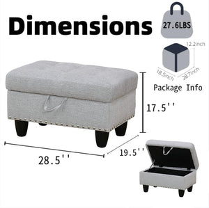 Linen Storage Ottoman Bench with Rivet Detail