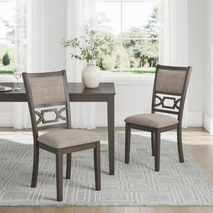 6-Piece Transitional Dining Table Set with Bench and Upholstered Chairs, Seats 6