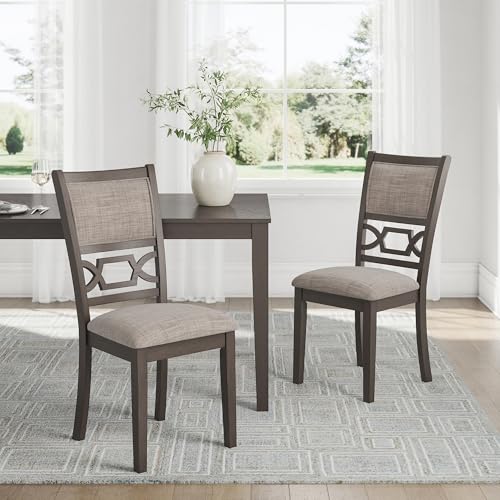 6-Piece Transitional Dining Table Set with Bench and Upholstered Chairs, Seats 6