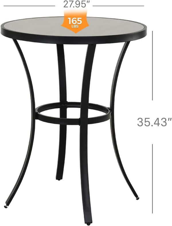Round Bar Height Dining Table – 28" Diameter x 35.5" H, Indoor & Outdoor