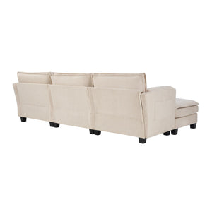 L-Shaped Modular Sectional Sofa with Reversible Ottoman
