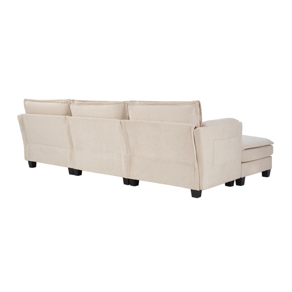 L-Shaped Modular Sectional Sofa with Reversible Ottoman