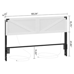 Farmhouse Headboard with LED Lights & USB Charging Ports