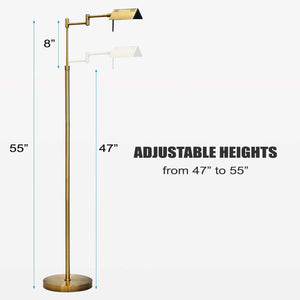 Dimmable LED Pharmacy Floor Lamp with Swing Arms