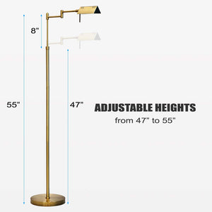 Dimmable LED Pharmacy Floor Lamp with Swing Arms