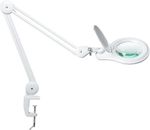 LED Magnifying Lamp with Clamp, 5-Inch Glass Lens & Swing Arm