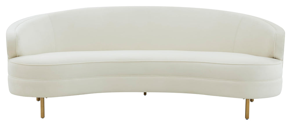 Cream Velvet Gold Curved Sofa – 4-Seat Contemporary Living Room Couch