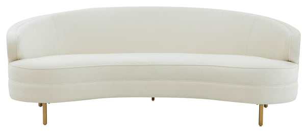 Cream Velvet Gold Curved Sofa – 4-Seat Contemporary Living Room Couch