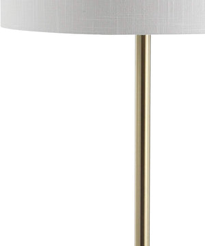 59" Floor Lamp with Integrated Wood Side Table – Black & Brass Gold