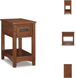 Mission-Style Chairside End Table with Drawer and Shelf