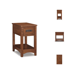 Mission-Style Chairside End Table with Drawer and Shelf