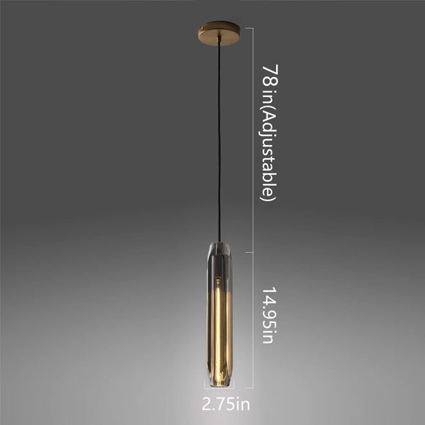 Smoke Gray Crystal Pendant Light for Kitchen Island