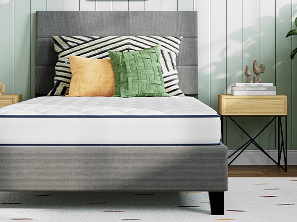 Twin XL Hybrid Mattress – 8 Inch Foam & Spring, Medium Firm, Pillow Top