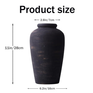 Black Ceramic Vase – Tall Rustic Farmhouse Decor