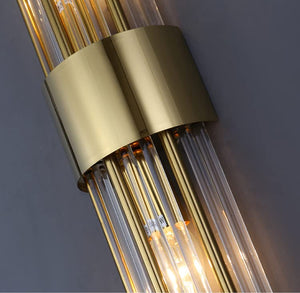 2-Light Modern Gold Wall Sconce with Clear Glass Crystal