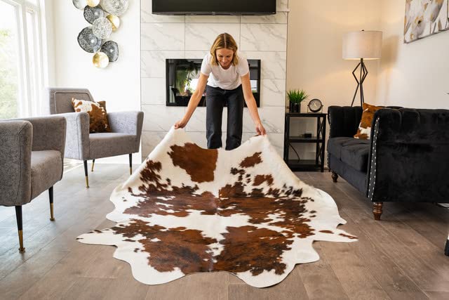 Tricolor Brazilian Cowhide Rug – XLarge Genuine Leather Area Rug