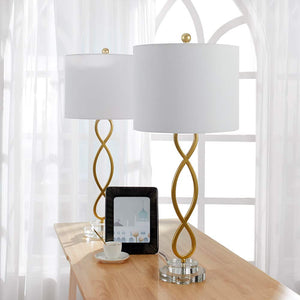 Crystal Base Table Lamps Set of 2 – 3-Way Dimmable Buffet Lamps