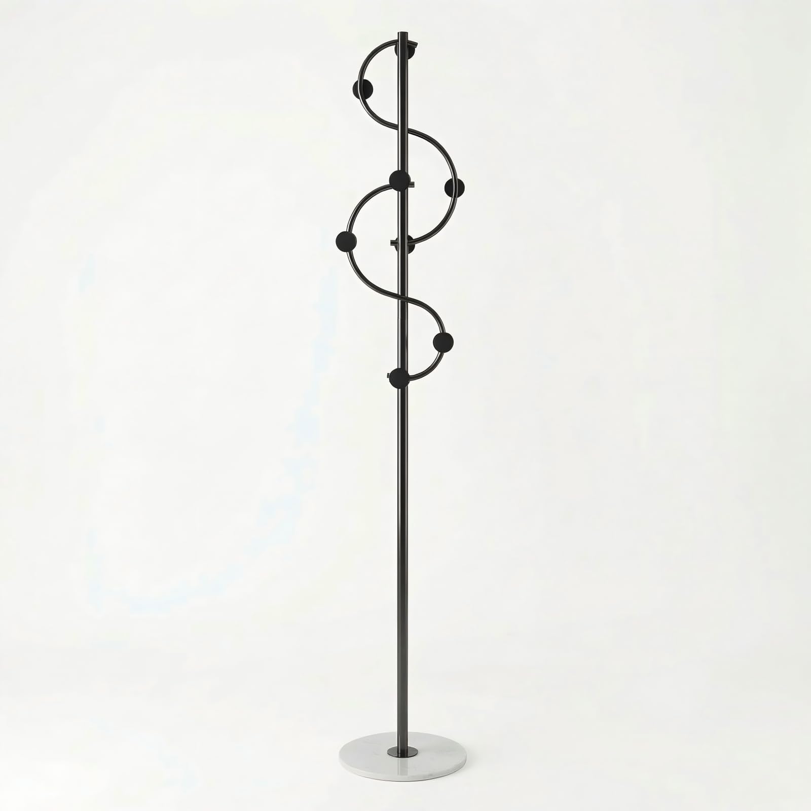 Musical Note Freestanding Coat Rack | Iron & Marble Base, 8 Hooks