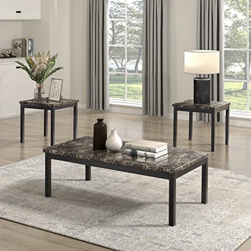 Malaya 3-Piece Faux Marble Occasional Table Set