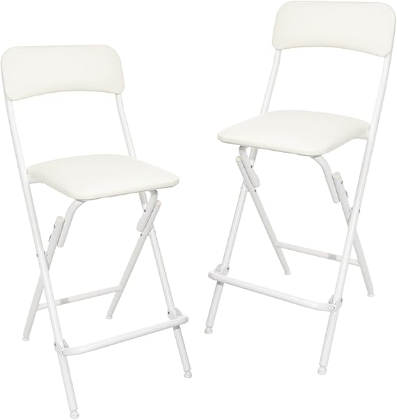 Folding Bar Stool with Footrest, Set of 2