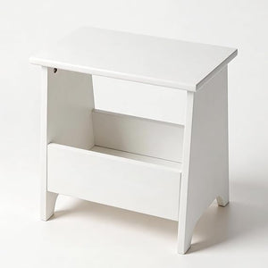 Small Storage Stool with Flat Top & Built-In Shelf